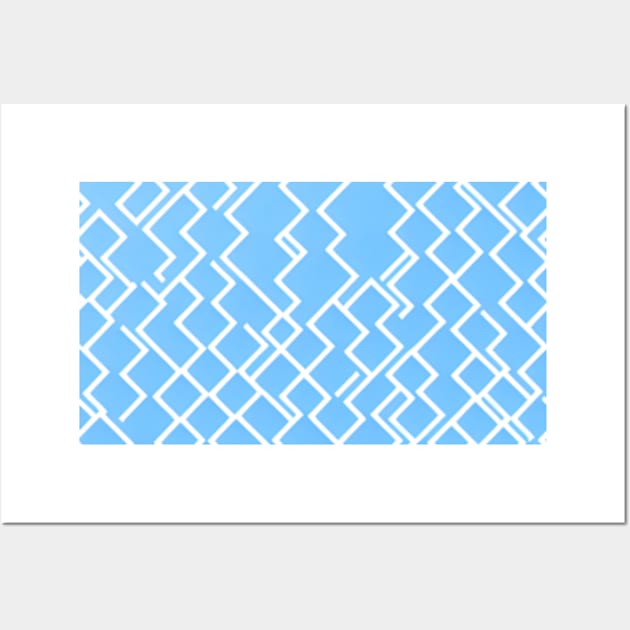 Electrifying Lines  - white zigzag on blue background Wall Art by Artilize